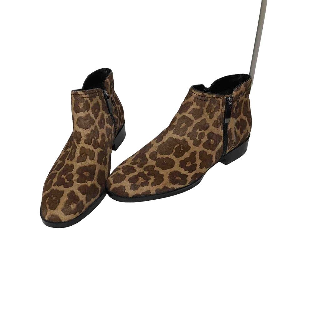 27 Edit Real Fur Cow Dyed Hair Animal Print Ankle Boots Women's Size 7.5